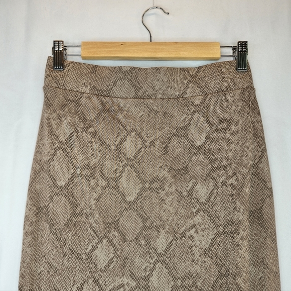Good American Taupe Snake Print Slim Pencil Mini Skirt Sz 2 Elastic Waist - Picture 6 of 9